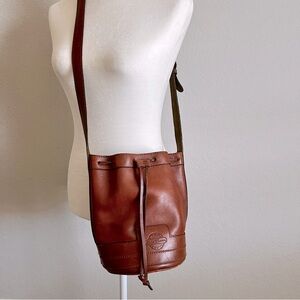 Vintage Geno D’Lucca Leather Bucket Bag Shoulder Crossbody Brown